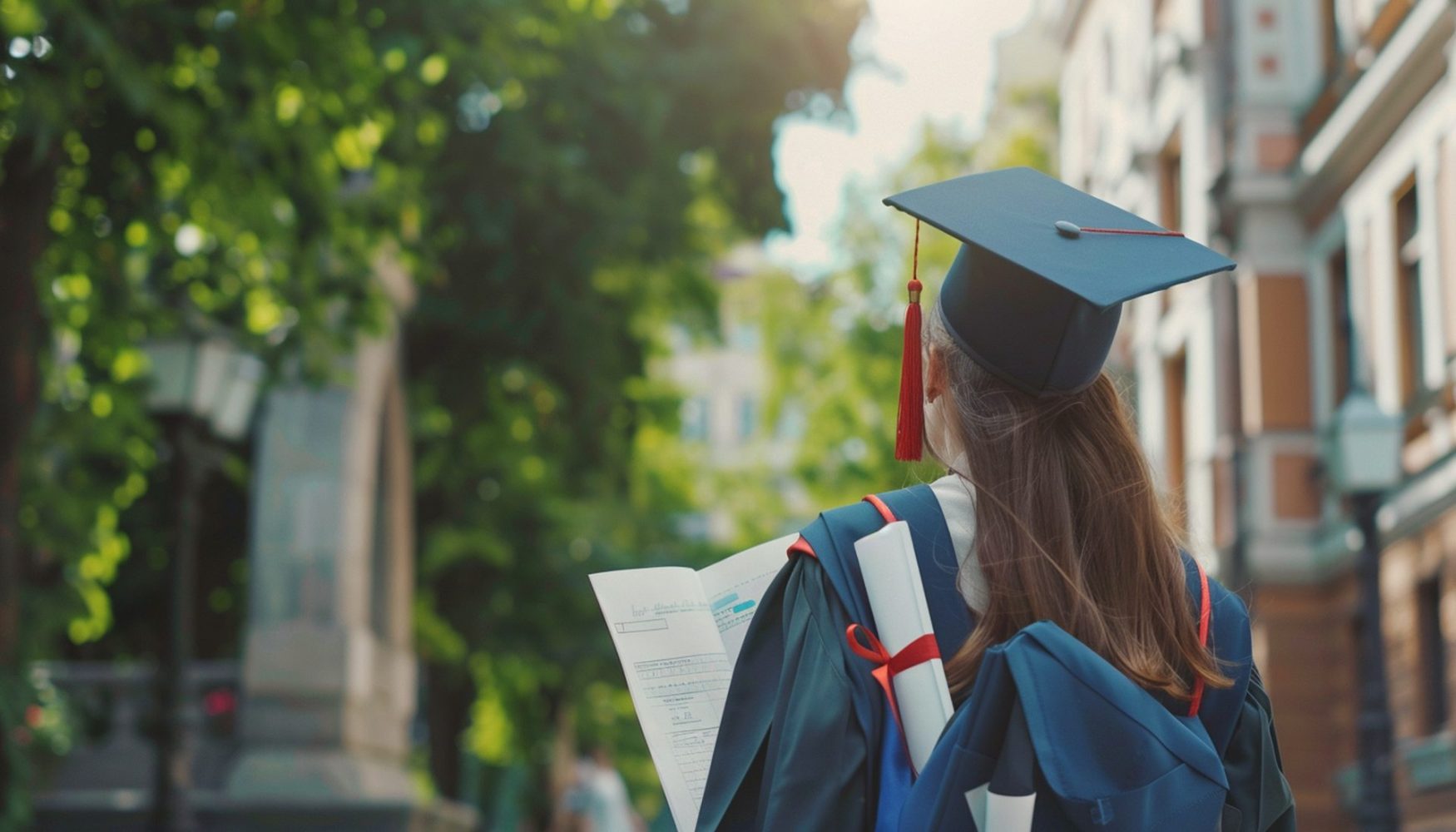 Mädchen mit Abschluss beginnt Studium